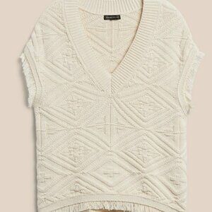 BANANA REPUBLIC HERITAGE CREAM OVERSIZED SWEATER VEST ORGANIC COTTON M/L
